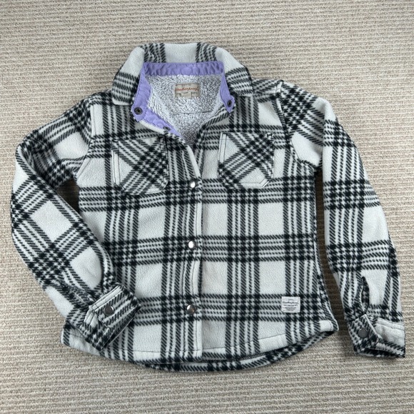 Weatherproof Vintage Other - Weatherproof‎ Vintage Kids S Sherpa Lined Fleece Shirt Jacket White Black Plaid